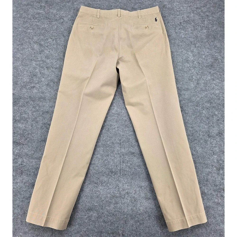 Polo Ralph Lauren Preston Pant Mens 34x34 Tan Khaki Cotton Chino Slacks Straight
